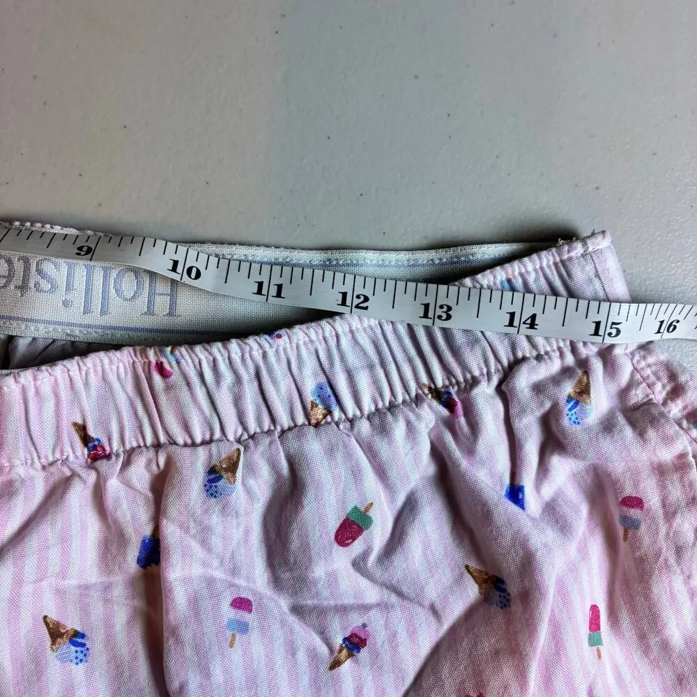 Hollister Sleep Pajama Shorts Medium Pink Ice Cream Stripe 100% Cotton Lounge